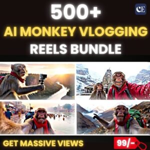 🔥NEW LAUNCH: 500+ Viral AI Monkey Vlogging Reels Bundle