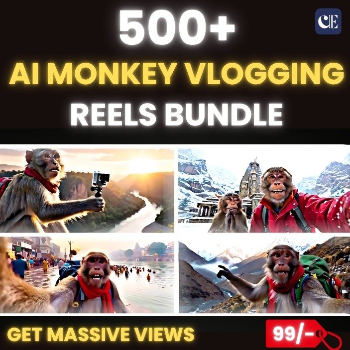 🔥NEW LAUNCH: 500+ Viral AI Monkey Vlogging Reels Bundle
